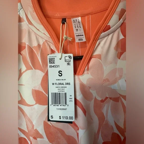 NWT - NEVER WORN Adidas Women’s Floral Gold Tennis Pickeball Dress with pockets! - Picture 5 of 6